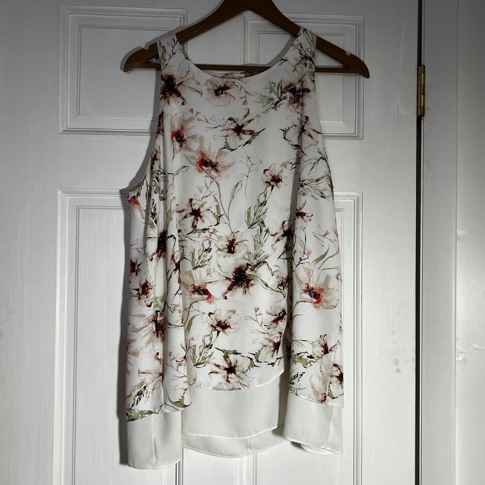 Premise Studio Womens Tank Top Tunic Long Flowy Layers Floral Size Large